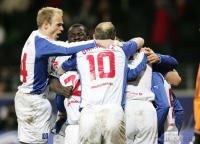 Fussball 1. Bundesliga: Frankfurt - Hamburg, jubel Hamburg n. 1:2