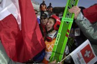 Olympische Winterspiele 2002 Skispringen: JUBEL: Simon Ammann (Schweiz)