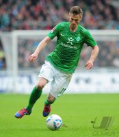Fussball 1. Bundesliga, Saison 2011/2012: Markus Rosenberg (SV Werder Bremen) Einzelaktion am Ball