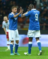 Fussball International WM Qualifikation 2014:  Claudio Marchisio und Mario Balotelli (v. li., Italien)