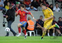 Fussball U21-Europameisterschaft 2011:  Bojan Krkic (li, Spanien) gegen Yevhen Selin (re, Ukraine)