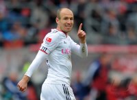 Fussball 1. Bundesliga, Saison 2011/2012:  JUBEL Arjen Robben (FC Bayern Muenchen)