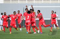 Fussball International WM Qualifikation 2014:  Jubel mit Yaqoub Yousif, Basheer Saeed, Fares Juma (v. li, Emirate)