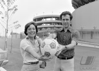 Fussball  Rosi Mittermaier, Franz Beckenbauer in New York