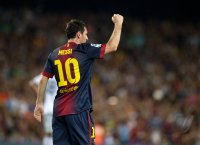 FUSSBALL Primera Division/Super Cup 2012: JUBEL Lionel Messi (Barca)
