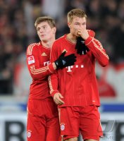 Fussball 1. Bundesliga : Toni Kroos , Holger Badstuber (v. li., FC Bayern Muenchen)