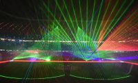 Fussball 1. Bundesliga Saison 14/15: Laser Show in der Allianz Arena