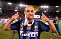 FUSSBALL SERIE A: JUBEL Wesley Sneijder (Inter Mailand)