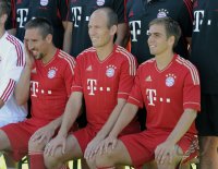 Fussball 1. Bundesliga 2010/2011: Franck Ribery, Arjen Robben  und Philipp Lahm (FC Bayern Muenchen)