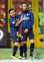 FUSSBALL SERIE A:  Yuto Nagatomo , Pazzini Giampaolo (v. li., Inter Mailand)