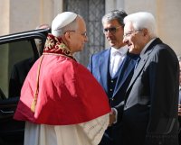 Staatsbesuch, Papst Leo XIV. trifft Italiens Staatspraesident Sergio Mattarella