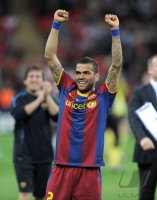 Fussball Champions League Finale 2011: JUBEL Daniel Alves  (Barca)