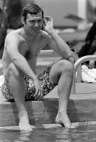 Fussball-WM 1970 Trainingslager Deutschland: Beckenbauer am Pool