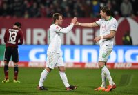Fussball 1. Bundesliga 13/14:  JUBEL; Philipp Bargfrede (SV Werder Bremen) und Sebastian Proedl (SV Werder Bremen)