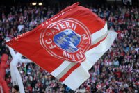 Fussball 1. Bundesliga, Saison 2011/2012:  Bayern Fahne in der Allianz Arena