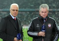 Fussball CHL  Saison 2011/2012:  Franz Beckenbauer , Trainer Jupp Heynckes  (v. li, FC Bayern Muenchen)