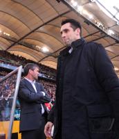 Fussball 1. Bundesliga : Trainer Friedhelm Funkel mit Manager Michael Preetz (v.li., Hertha)