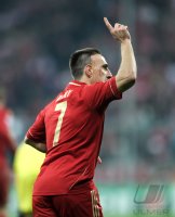 Fussball CHL  Saison 2011/2012:  Jubel nach dem Tor zum 1:0 Franck Ribery (FC Bayern Muenchen)