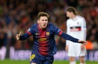 FUSSBALL INTERNATIONAL CHL ACHTELFINALE 12/13: JUBEL Lionel Messi (Barca)