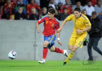 Fussball U21-Europameisterschaft 2011:  Bojan Krkic (li, Spanien) gegen Yevhen Selin (re, Ukraine)