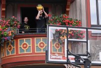Basketball 1. Bundesliga 19/20  Teamvorstellung Walter Tigers Tuebingen auf dem Rathausbalkon