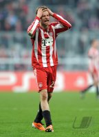 Fussball CHL  Saison 2010/2011: Enttaeuschung Thomas Mueller (FC Bayern Muenchen)