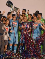Fussball Supercoppa Italia Finale 2014 in Doha: JUBEL SSC Neapel