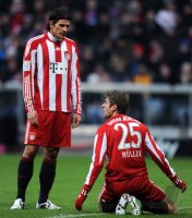 Fussball 1. Bundesliga : Mario Gomez, Thomas Mueller (v.li., FC Bayern Muenchen)