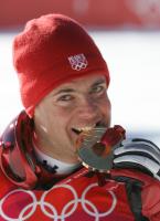 Olympische Spiele 2006 Turin - Abfahrt Herren Jubel Deneriaz