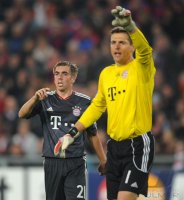 Fussball Champions League  Saison 2010/2011: Philipp Lahm, Hans Joerg Butt (v. li., FC Bayern Muenchen)