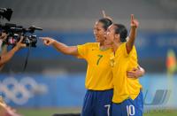 FUSSBALL  Olympia 2008   Halbfinale  Frauen   Brasilien - Deutschland