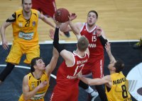 Basketball 1. Bundesliga 14/15 Hauptrunde:  Walter Tigers Tuebingen - FC Bayern Muenchen