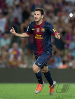 FUSSBALL Primera Division/Super Cup 2012: JUBEL Lionel Messi (Barca)