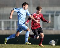Fussball Regionalliga Sued 2011/2012:  Liridon Vocay (li, TSV 1860 Muenchen) gegen Sinan Tekerci  (re. 1. FC Nuernberg)