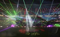 Fussball 1. Bundesliga Saison 14/15: Laser Show in der Allianz Arena