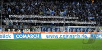2. Fussball Bundesliga:  1860 Muenchen Fankurve mit einem Banner vor dem Spiel