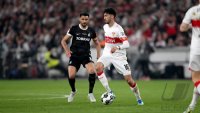 Fussball DFB Pokal  Halbfinale  2025/2026  23.04.2026VfB Stuttgart - SC Freiburg , EINZELBILD, EINZELN, AKTION, EINZELSPIELER, FREISTELLER, GANZE FIGUR, GANZFIGUR, GANZE_FIGURAKTION