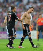 Fussball CHL  Saison 2011/2012:  Franck Ribery (FC Bayern Muenchen) und Rafinha (FC Bayern Muenchen)