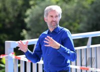 Eroeffnung Radbruecke Tuebingen; Tuebingens Oberbuergermeister Boris Palmer (Die Gruenen)