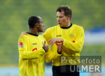 Fussball 1. Bundesliga: 1860 Muenchen - Dortmund, Ewerthon und Reuter im Gespraech