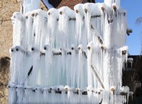 Ein Eisgalgen bei der Brauerei Schimpf in Neustetten - Remmingsheim