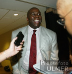 Basketball NBA "Magic" Johnson beim Interview