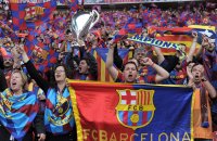 Fussball Champions League Finale 2011:  Barca Fan mit Fotoapparat
