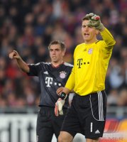 Fussball Champions League  Saison 2010/2011: Philipp Lahm, Hans Joerg Butt (v. li., FC Bayern Muenchen)