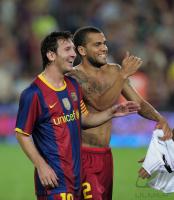 FUSSBALL International :  MESSI  und Daniel ALVES (FC Barcelona)