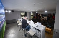 Fussball CHL&Atilde; Saison 12/13: Der Presseraum auf dem Trainingsgelaende des FCB an der Saebenerstrasse