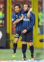 FUSSBALL SERIE A:  Yuto Nagatomo , Pazzini Giampaolo (v. li., Inter Mailand)