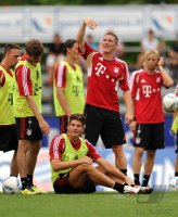 Fussball 1. Bundesliga Saison   2011/2012 :  Thomas Mueller, Mario Gomez, Bastian Schweinsteiger (v. li., FC Bayern Muenchen)