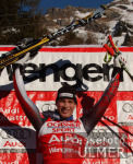 Ski Alpin;  Abfahrt Herren  Wengen Start Max Rauffer (GER) im Hintergrund Eiger, Moench, Jungfrau