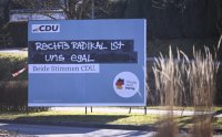 Bundestagswahl 2025, CDU Wahlplakat beschiert